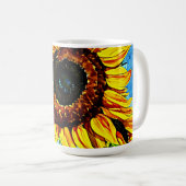 Große Sonnenblumen Aquarellmalerei Kaffeetasse (VorderseiteRechts)