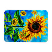 Große Sonnenblumen Aquarellmalerei Magnet (Horizontal)
