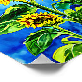 Große Sonnenblumen Aquarellmalerei Poster (Ecke)