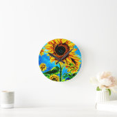 Große Sonnenblumen Aquarellmalerei Runde Wanduhr (Zuhause)