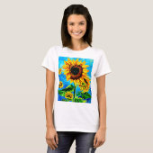 Große Sonnenblumen Aquarellmalerei T-Sh T-Shirt (Vorne ganz)