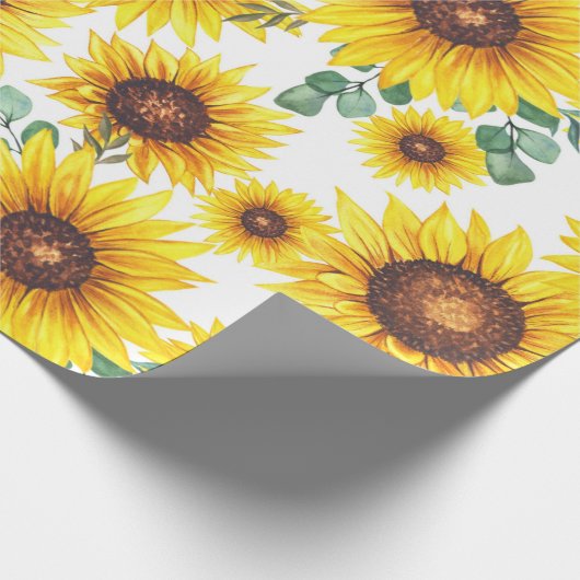 Große Sonnenblumen auf weißem Grund Geschenkpapier (Ecke)