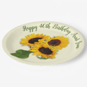 Große Sonnenblumen Geburtstagsparty Pappteller (Schrägansicht)