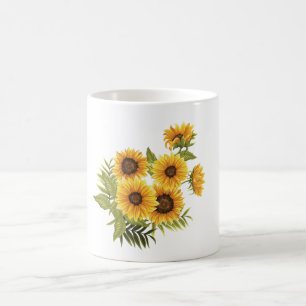Große Sonnenblumen gemalt rustikal vintage Kaffeetasse