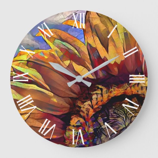 Grosse Sonnenblumen Große Wanduhr (Vorderseite)