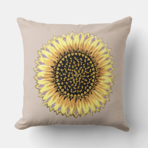 Große Sonnenblumen, Herz und goldene Punkte Kissen