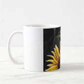 Große Sonnenblumen Kunst auf schwarz Danke Kaffeetasse (Links)