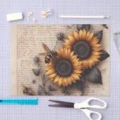 Große Sonnenblumen mit Bienen auf Skript Seidenpapier (Handwerk)