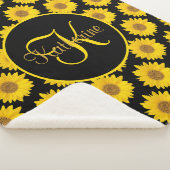 Große Sonnenblumen Monogram Gelb und Schwarz Sherpadecke (3/4)