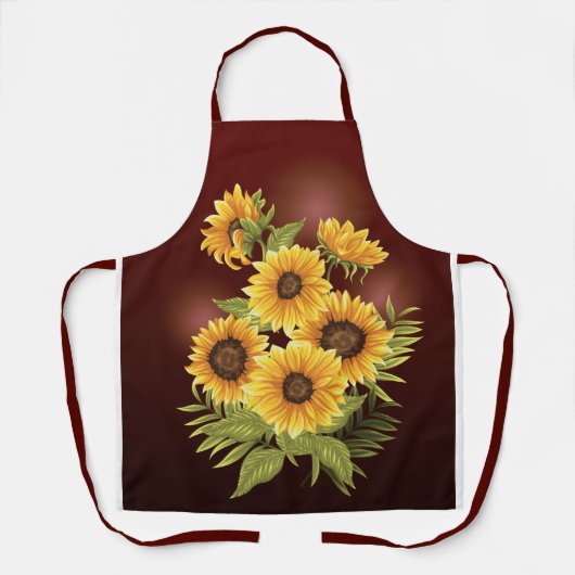 Große Sonnenblumen Rustikal Vintage Schürze (Vorderseite)