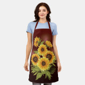 Große Sonnenblumen Rustikal Vintage Schürze (Getragen)