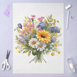 Große Sonnenblumen und gemischtes Florals Bouquet Seidenpapier