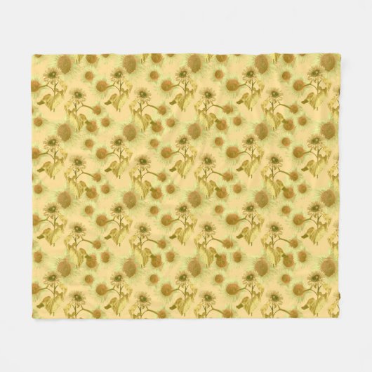 Große Sonnenblumenmuster Fleecedecke (Vorderseite (Horizontal))