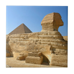 Große Sphinx aus Gizeh mit Ghafre-Pyramide - Ägypt Fliese