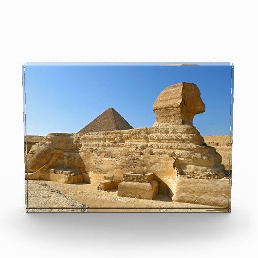 Große Sphinx aus Gizeh mit Ghafre-Pyramide - Ägypt Fotoblock (Vorderseite)