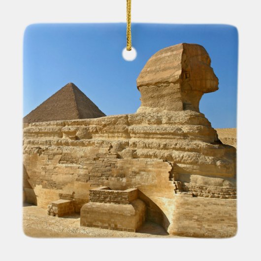 Große Sphinx aus Gizeh mit Ghafre-Pyramide - Ägypt Keramikornament (Rückseite)