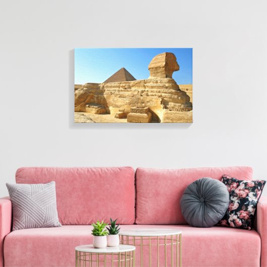 Große Sphinx aus Gizeh mit Ghafre-Pyramide - Ägypt Leinwanddruck (Insitu (Wohnzimmer))