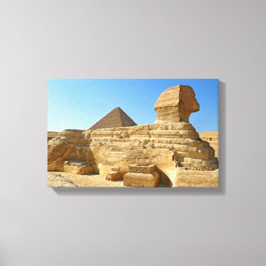 Große Sphinx aus Gizeh mit Ghafre-Pyramide - Ägypt Leinwanddruck (Vorderseite)