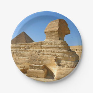 Große Sphinx aus Gizeh mit Ghafre-Pyramide - Ägypt Pappteller