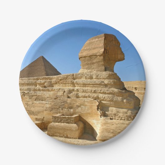 Große Sphinx aus Gizeh mit Ghafre-Pyramide - Ägypt Pappteller (Vorderseite)