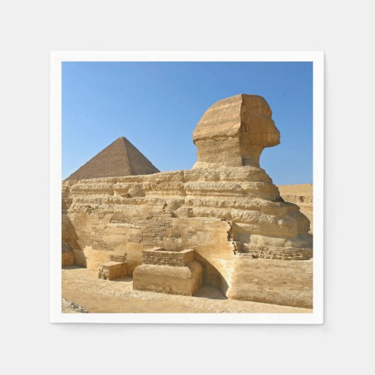 Große Sphinx aus Gizeh mit Ghafre-Pyramide - Ägypt Serviette (Vorderseite)