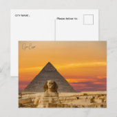 Große Sphinx von giza Ägypten Vintager Mittlerer O Postkarte (Vorne/Hinten)