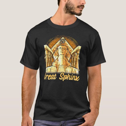 Große Sphinx von Gizeh Gold Sphinx Antike Geschich T-Shirt (Vorderseite)