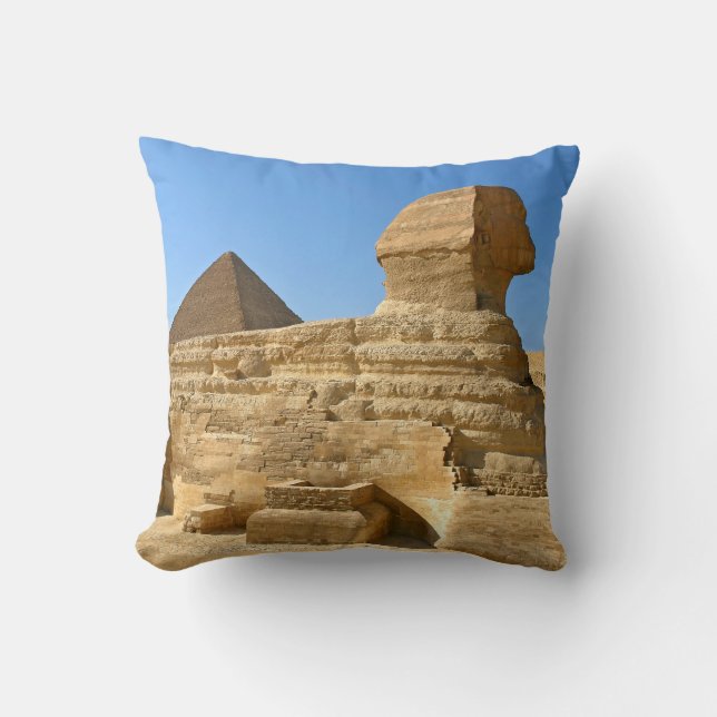 Große Sphinx von Gizeh mit Chephren-Pyramide - Ägy Kissen (Vorderseite)