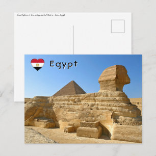 Große Sphinx von Gizeh mit Chephren-Pyramide - Ägy Postkarte
