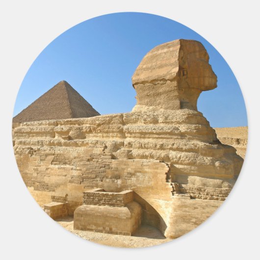 Große Sphinx von Gizeh mit Chephren-Pyramide - Ägy Runder Aufkleber (Vorderseite)