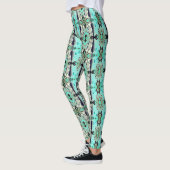Große Spiegel einiger Aquamarine- und Grautöne Leggings (Links)