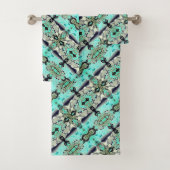 Große Spiegel von Aquamarine und Grautönen Badhandtuch Set (Insitu)