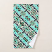 Große Spiegel von Aquamarine und Grautönen Badhandtuch Set (Handtuch)