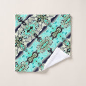 Große Spiegel von Aquamarine und Grautönen Badhandtuch Set (Waschlappen)