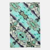 Große Spiegel von Aquamarine und Grautönen Geschirrtuch (Vertikal)