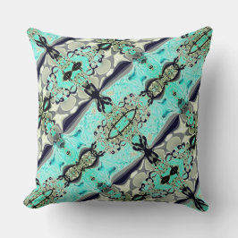 Große Spiegel von Aquamarine und Grautönen Kissen