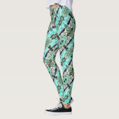 Große Spiegel von Aquamarine und Grautönen Leggings (Links)