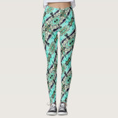 Große Spiegel von Aquamarine und Grautönen Leggings (Vorderseite)