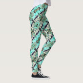 Große Spiegel von Aquamarine und Grautönen Leggings (Rechts)