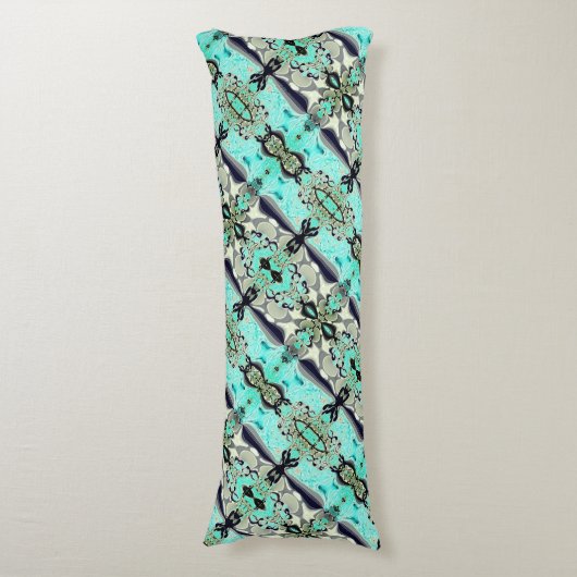 Große Spiegel von Aquamarine und Grautönen Seitenschläferkissen (Vorderseite Vertikal)