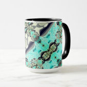 Große Spiegel von Aquamarine und Grautönen Tasse (VorderseiteRechts)