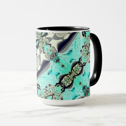 Große Spiegel von Aquamarine und Grautönen Tasse (VorderseiteRechts)