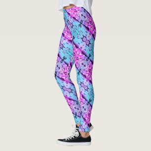 Große Spiegelung von Himmelblau und rosa bis lila Leggings