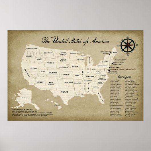 Große Staaten Wall Map Lehrposter Hilfsmittel Poster (Vorne)