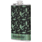 Große Steampunk-Verdigris-Gänse und Crows nach Maß Flachmann (Links)