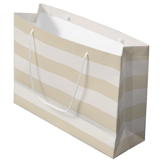 Große Streifen Beige Elfenbeinbeutel große Geschen Geschenktüte (Vorderseite Schrägansicht)