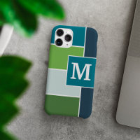 Große Streifen in blau und grün mit Monogram