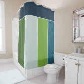 Große Streifen in blau und grün mit Monogram Duschvorhang (Beispiel)