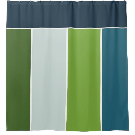 Große Streifen in blau und grün mit Monogram Duschvorhang (Vorderseite)