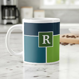 Große Streifen in blau und grün mit Monogram Jumbo-Tasse